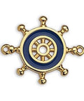 Nautical wheel 2 eyes 24 x 29MM 24KT GOLD PLATED Nautical wheel 2 eyes 24 x 29MM 24KT GOLD PLATED