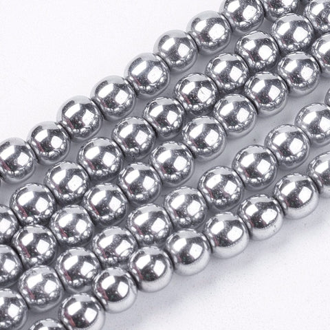 Non-magnetic Synthetic Hematite Beads, Round, Platinum Plated, 6mm Non-magnetic Synthetic Hematite Beads Strands, Grade A, Round, Platinum Plated Size: about 6mm in diameter, hole: 1.5~2mm; about 65~70pcs/strand.