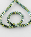 GREEN PLATED Non-magnetic Synthetic Hematite, Faceted Cube, 4mm Non-magnetic Synthetic Hematite Beads Strands, Faceted, Grade A, Round, Green Plated Size: about 4mm in diameter, 4mm thick, hole: 1mm; 100pcs/strand, 15.5".