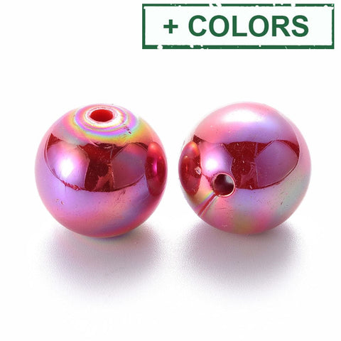 Opaque Acrylic Beads, AB Color Plated, Round, Size: about 20mm (10 PCS) Opaque Acrylic Beads, AB Color Plated, Round, Size: about 20mm (10 PCS)