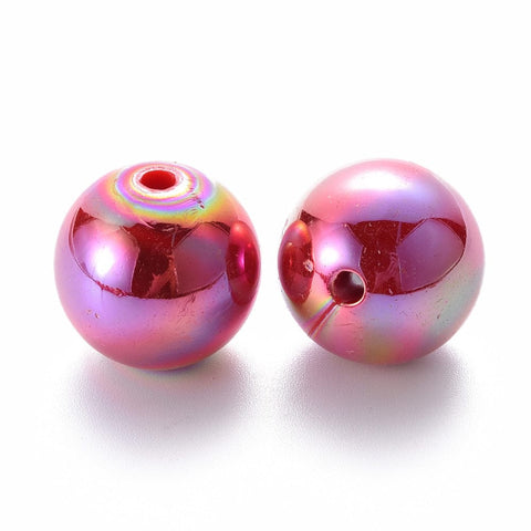 Firebrick Opaque Acrylic Beads, AB Color Plated, Round, Size: about 20mm (10 PCS) Opaque Acrylic Beads, AB Color Plated, Round, Size: about 20mm (10 PCS)
