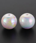 White Opaque Acrylic Beads, AB Color Plated, Round, Size: about 20mm (10 PCS) Opaque Acrylic Beads, AB Color Plated, Round, Size: about 20mm (10 PCS)