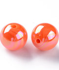 Orange Red Opaque Acrylic Beads, AB Color Plated, Round, Size: about 20mm (10 PCS) Opaque Acrylic Beads, AB Color Plated, Round, Size: about 20mm (10 PCS)