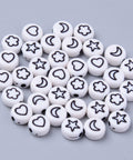 WHITE MIX (AB7604-M) Opaque Acrylic Beads, Flat Round 7mm Opaque Acrylic Beads, Flat Round 7mm