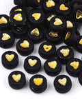 Opaque Acrylic Beads, Flat Round with Heart, Goldenrod 7mm Opaque Acrylic Beads, Flat Round with Heart, Goldenrod 7mm