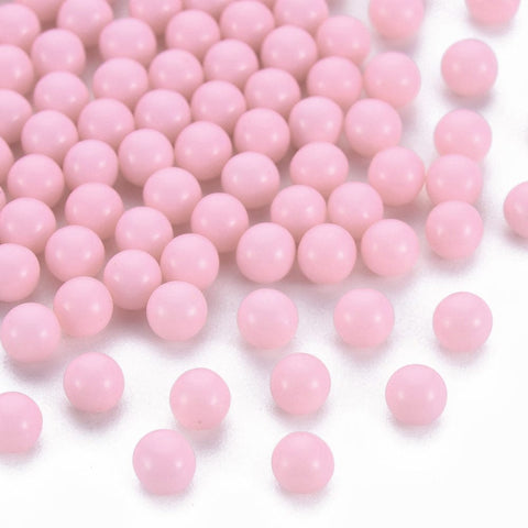 PINK (AB8475-04) Opaque Acrylic Beads, NO HOLE, Round, 4mm Opaque Acrylic Beads, NO HOLE, Round, 4mm