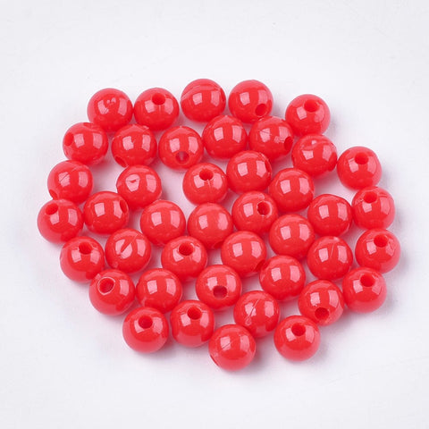 RED Opaque Acrylic Beads, Round, 6mm Opaque Acrylic Beads, Round, 6mm