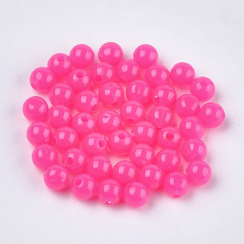 FUCHSIA Opaque Acrylic Beads, Round, 6mm Opaque Acrylic Beads, Round, 6mm
