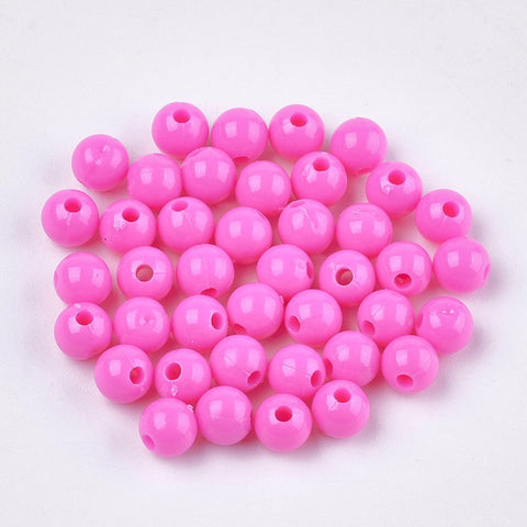 PINK Opaque Acrylic Beads, Round, 6mm Opaque Acrylic Beads, Round, 6mm