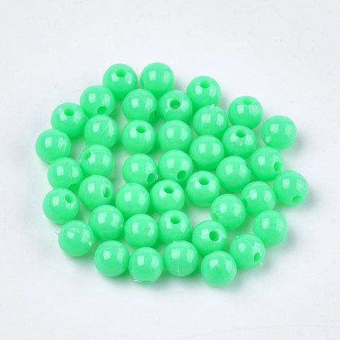 MED. AQUAMARINE Opaque Acrylic Beads, Round, 6mm Opaque Acrylic Beads, Round, 6mm