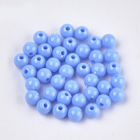 CORN.BLUE Opaque Acrylic Beads, Round, 6mm Opaque Acrylic Beads, Round, 6mm