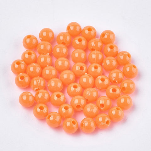 CORAL Opaque Acrylic Beads, Round, 6mm Opaque Acrylic Beads, Round, 6mm