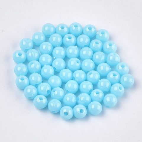 LIGHT.BLUE Opaque Acrylic Beads, Round, 6mm Opaque Acrylic Beads, Round, 6mm