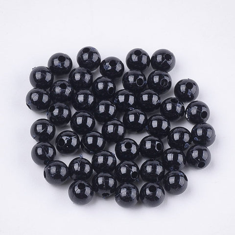 BLACK Opaque Acrylic Beads, Round, 6mm Opaque Acrylic Beads, Round, 6mm