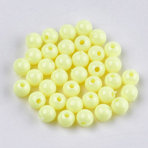 CHAMPAGNE YELLOW Opaque Acrylic Beads, Round, 6mm Opaque Acrylic Beads, Round, 6mm