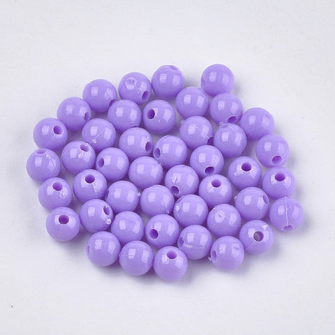 LILAC Opaque Acrylic Beads, Round, 6mm Opaque Acrylic Beads, Round, 6mm