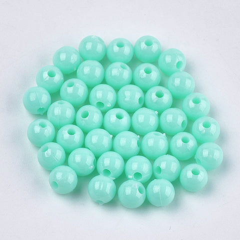 PALE TURQUOISE Opaque Acrylic Beads, Round, 6mm Opaque Acrylic Beads, Round, 6mm