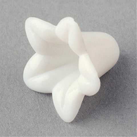 WHITE Opaque Acrylic Beads, Trumpet Flower Beads, Flower, Size: about 17mm long Opaque Acrylic Beads, Trumpet Flower Beads, Flower, Size: about 17mm long