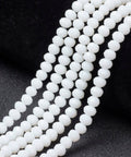 WHITE Opaque Solid Color Glass Beads, Faceted Rondelle, 6x5mm Opaque Solid Color Glass Beads, Faceted Rondelle, 6x5mm