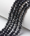 BLACK Opaque Solid Color Glass Beads Strands, Faceted, Rondelle, 6x5mm Opaque Solid Color Glass Beads Strands, Faceted, Rondelle, 6x5mm