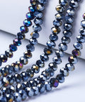 BLACK AB Opaque Solid Color Glass Beads Strands, Faceted, Rondelle, 8x6mm Opaque Solid Color Glass Beads Strands, Faceted, Rondelle, 8x6mm