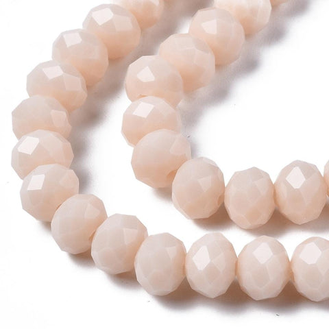 ANTIQUE WHITE Opaque Solid Color Glass Beads Strands, Faceted, Rondelle, 8x6mm Opaque Solid Color Glass Beads Strands, Faceted, Rondelle, 8x6mm