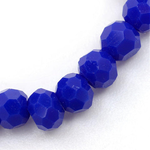 MEDIUM BLUE Opaque Solid Glass Bead Strands, Faceted Round, 4~5mm Opaque Solid Glass Bead Strands, Faceted Round, 4~5mm