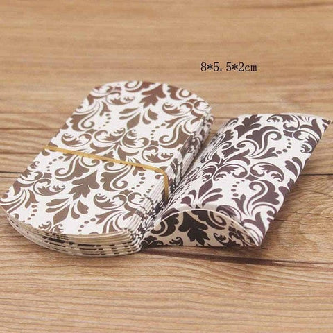 (BX6635D) WHITE / FLORAL (BX6635X) Paper Pillow Gift Boxes, 5.5X9.9cm  (5 PCS) (BX6635X) Paper Pillow Gift Boxes, 5.5X9.9cm  (5 PCS)