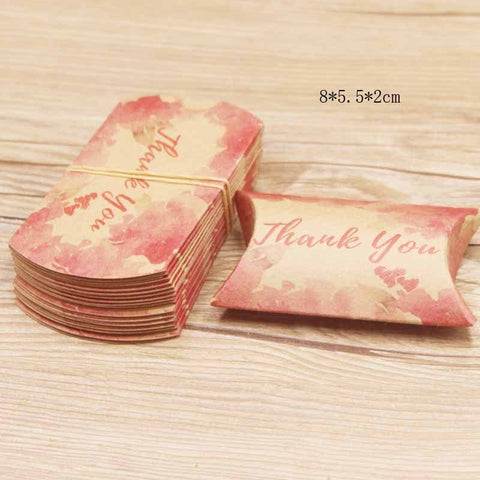 BROWN/THANK YOU (BX6635-11A) (BX6635X) Paper Pillow Gift Boxes, 5.5X9.9cm  (5 PCS) (BX6635X) Paper Pillow Gift Boxes, 5.5X9.9cm  (5 PCS)