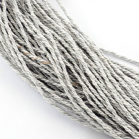 (PC4586A) Polyester Cord, with Cotton Cords inside and Silver Metallic Cords, 5MM Polyester Cord, with Cotton Cords inside and Silver Metallic Cords, Gainsboro  Size: about 5mm thick
