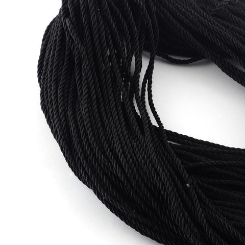 (PC4586C) Polyester Cord, with Cotton Cords Inside, Black 5mm Polyester Cord, with Cotton Cords Inside, Black  Size: about 5mm thick