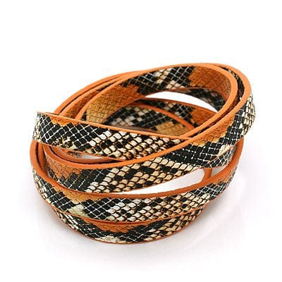(PC5234) PU Leather Cord, Imitation Snake Skin, DarkOrange Size: about 10mm PU Leather Cord, Imitation Snake Skin, DarkOrange Size: about 10mm wide, 2mm thick, about 1.2m/strand.