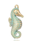 (PE5624) Sea Horse Alloy , Antique Bronze & Green Patina Size: about 14mm wide, 31mm long, Sea Horse Alloy Pendants, Nickel Free, Antique Bronze & Green Patina Size: about 14mm wide, 31mm long, 5mm thick, hole: 1mm.