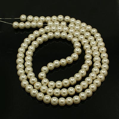 Pearlized Glass Pearls, Ivory, 6mm Pearlized Glass Pearls, Ivory, 6mm