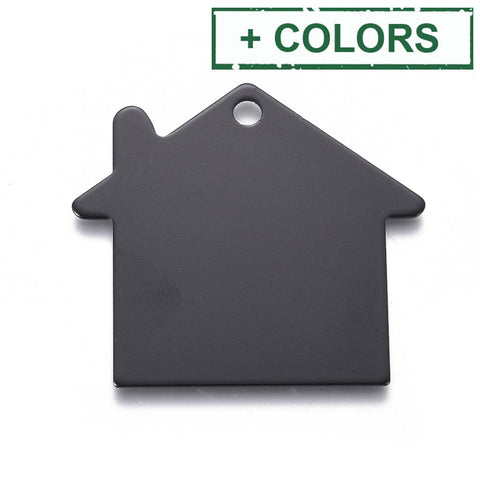 Pet Aluminium Pendants, Stamping Blank Tag, House,  38x35mm Pet Aluminium Pendants, Stamping Blank Tag, House,  38x35mm