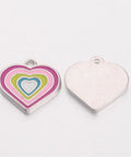 (PH4646) Alloy Enamel Pendants, Heart, Platinum (3 PCS) Alloy Enamel Pendants, Heart, Platinum, Colorful, Lead Free & Cadmium Free & Nickel Free  Size: about 18mm long, 17.5mm wide, 1.5mm thick, hole:2mm.