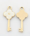 (PK5737) Alloy Enamel Pendants, Skeleton Key, White 14mm wide, 31mm long, Nickel Free & Lead Free Unfading Golden Tone Alloy Enamel Pendants, Skeleton Key, White Size: about 14mm wide, 31mm long, 2mm thick, hole: 2mm