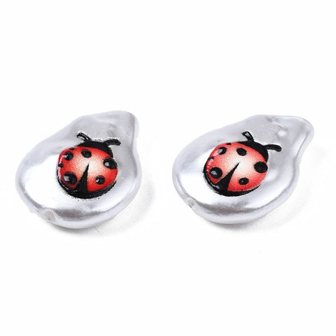 Plastic Imitation Pearl Beads, Teardrop with Ladybug, 20x15mm Plastic Imitation Pearl Beads, Teardrop with Ladybug, 20x15mm