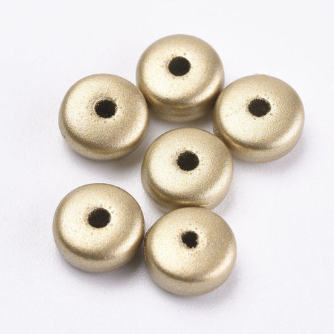 Plating Acrylic Bead Spacers / Heishi , Matter Style, Flat Round, Golden Plated 6mm Plating Acrylic Bead Spacers / Heishi , Matter Style, Flat Round, Golden Plated 6mm