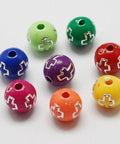 MIXED COLORS Plating Acrylic Beads, Silver Metal Enlaced, Round with Cross, 8mm Plating Acrylic Beads, Silver Metal Enlaced, Round with Cross, 8mm