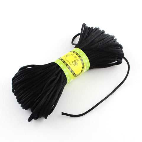 Black (PC4442C) Polyester Cord, 2mm ​​Polyester Cords,  Size: about 2mm wide