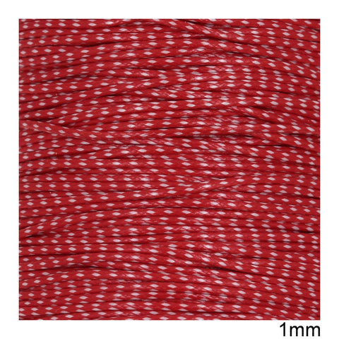 10 METERS LIGHT RED/WHITE Polyester Cord Two-Tone, 1mm Polyester Cord Two-Tone, 1mm