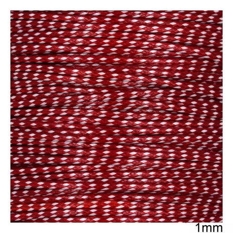 10 METERS DARK RED/WHITE Polyester Cord Two-Tone, 1mm Polyester Cord Two-Tone, 1mm