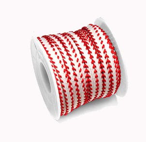MOSTLY WHITE 12 METERS Polyester Flat Cord RED/WHITE 5mm Polyester Flat Cord RED/WHITE 5mm