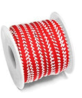 MOSTLY RED 12 METERS Polyester Flat Cord RED/WHITE 5mm Polyester Flat Cord RED/WHITE 5mm