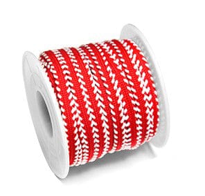 MOSTLY RED 12 METERS Polyester Flat Cord RED/WHITE 5mm Polyester Flat Cord RED/WHITE 5mm