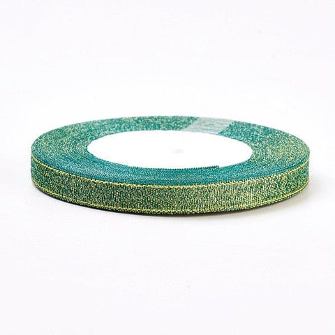 DARK CYAN Polyester Organza Ribbon, Glitter Metallic,10mm Polyester Organza Ribbon, Glitter Metallic,10mm