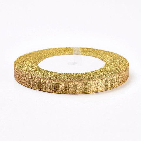 GOLDEN ROD Polyester Organza Ribbon, Glitter Metallic,10mm Polyester Organza Ribbon, Glitter Metallic,10mm