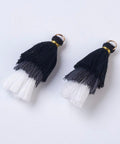 (TA6143C) BLACK/WHITE Polyester Tassel Pendants, Golden, 43~50mm long Polyester Tassel Pendants, Golden, 43~50mm long