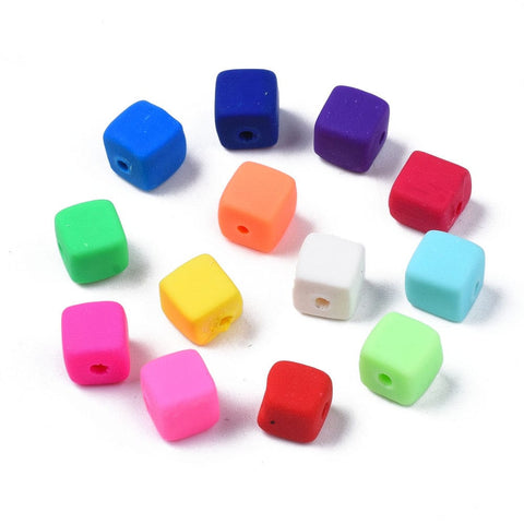 Polymer Clay Beads, Cube, Colorful 6mm Polymer Clay Beads, Cube, Colorful 6mm